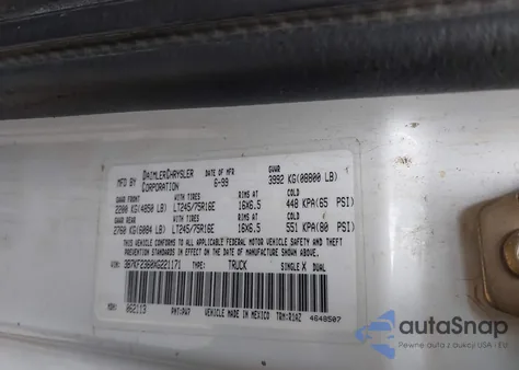 1999 Dodge Ram 2500 St from USA, damaged, VIN 3B7KF2360XG221171